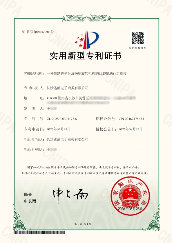 LuzJuvenil-Stair-Cane-Chinese-Utility-Model-Patent